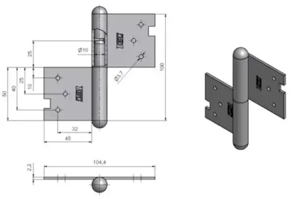 Zaves dverovy 100 L surovy 9251 0000