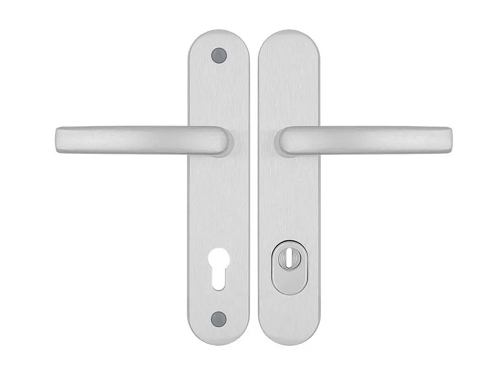 A4/90 kľučka+kľučka s krytkou F1 strieborné bezpečnostné kovanie