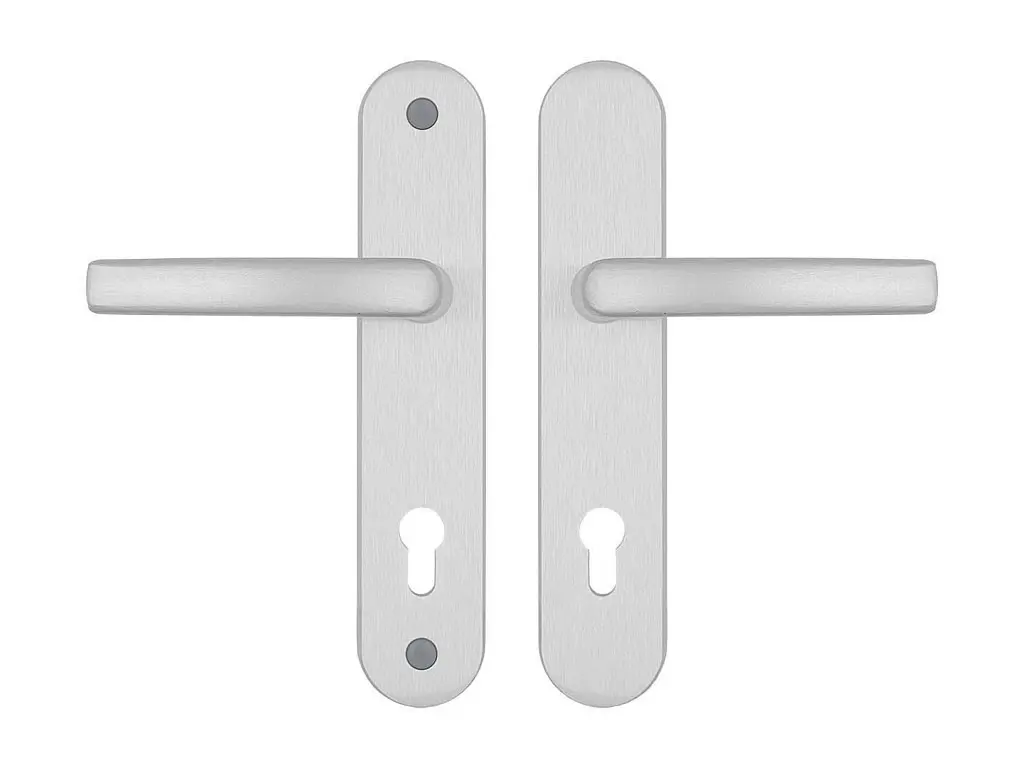 A7/90 kľučka+kľučka bez krytky F1 strieborné bezpečnostné kovanie